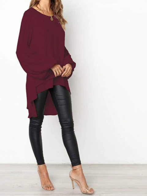 Women's Hi-Lo Bell Sleeved Top - Mia Belle Girls - burgundy