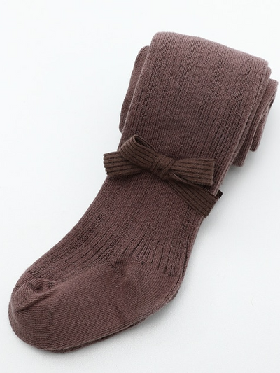 Baby Beautiful Bowknot Ribbed Leggings Brown