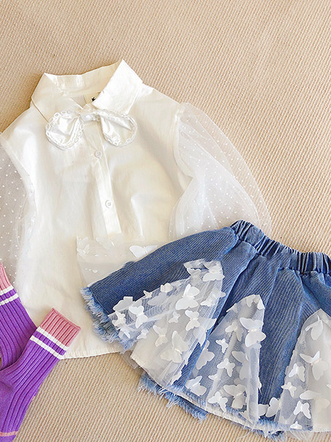 Take Flight Swiss Tulle Top & Butterfly Denim Skirt