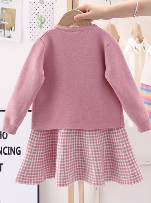 Preppy Chic Clothes | Plaid Dress & Cardigan Set | Mia Belle Girls