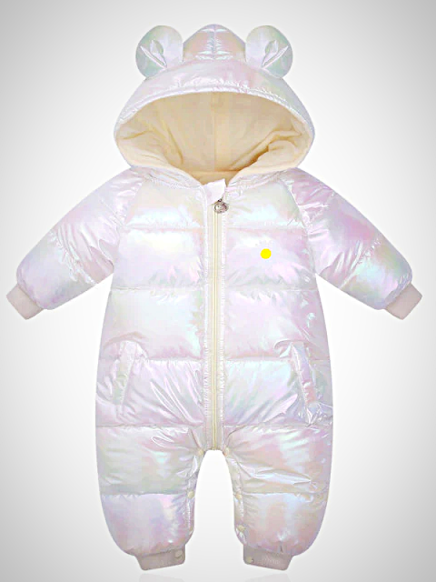 Baby Metallic Puff Snowsuit Onesie- Mia Belle Girls