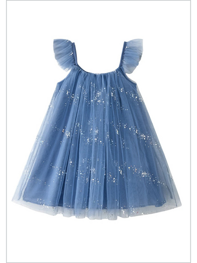 Sparkling Star Flutter Sleeve Tulle Dress