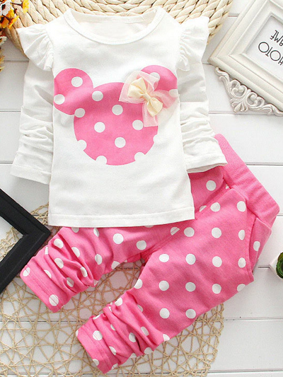 Girls Mini Mouse Inspired Polka Dot Top and Leggings Set - Mia Belle Girls
