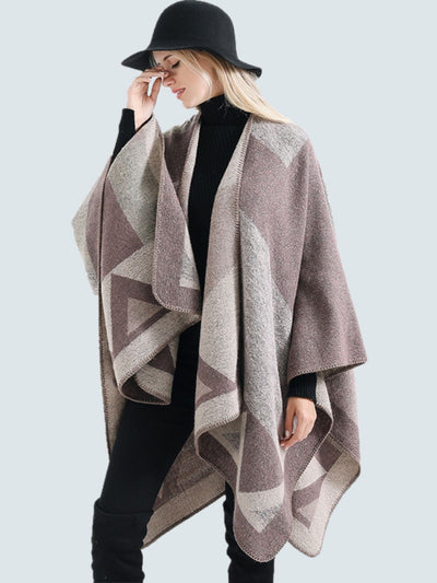 Women's Geometric Glamour Vintage Shawl Cardigan Beige