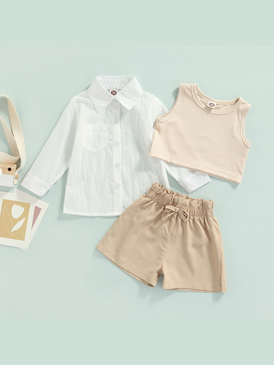 Toddler Clothing Sale | Girls Tank Top, Shirt & Paperbag Shorts Set