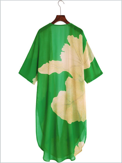 Women's Tropical Paradise Hi-Lo Kimono Maxi Cover Up