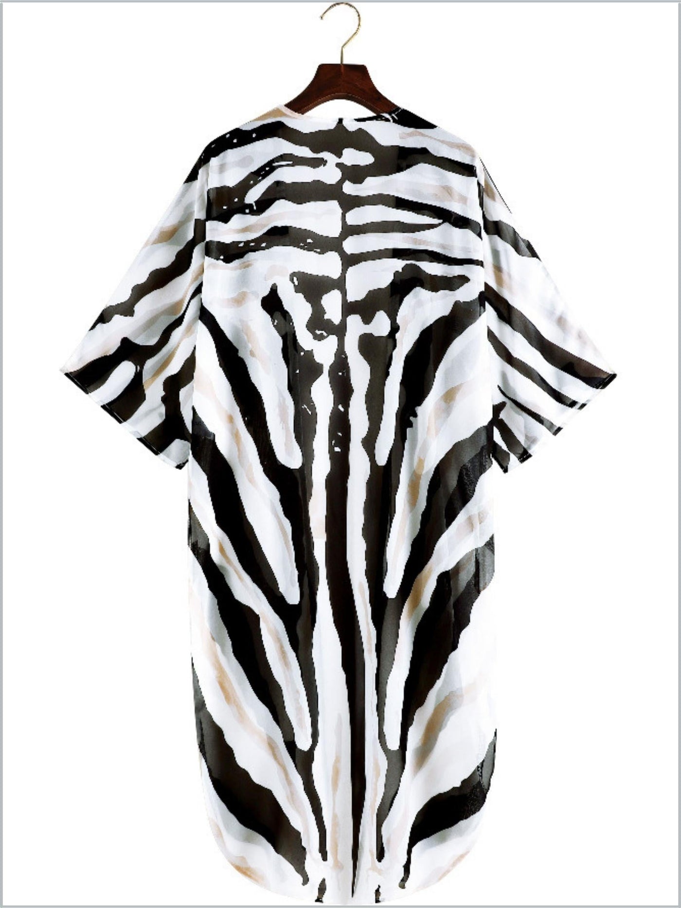 Women's Zebra Stripes Side Slit Kimono Cover Up