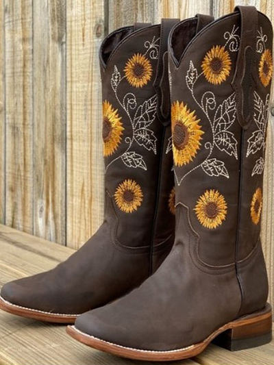 Women's Sunflower Embroidered Cowboy Booties By Liv and Mia - Mia Belle Girls