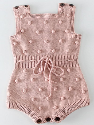 Baby I Dot This Autumn Knit Pom-Pom Romper Onesie