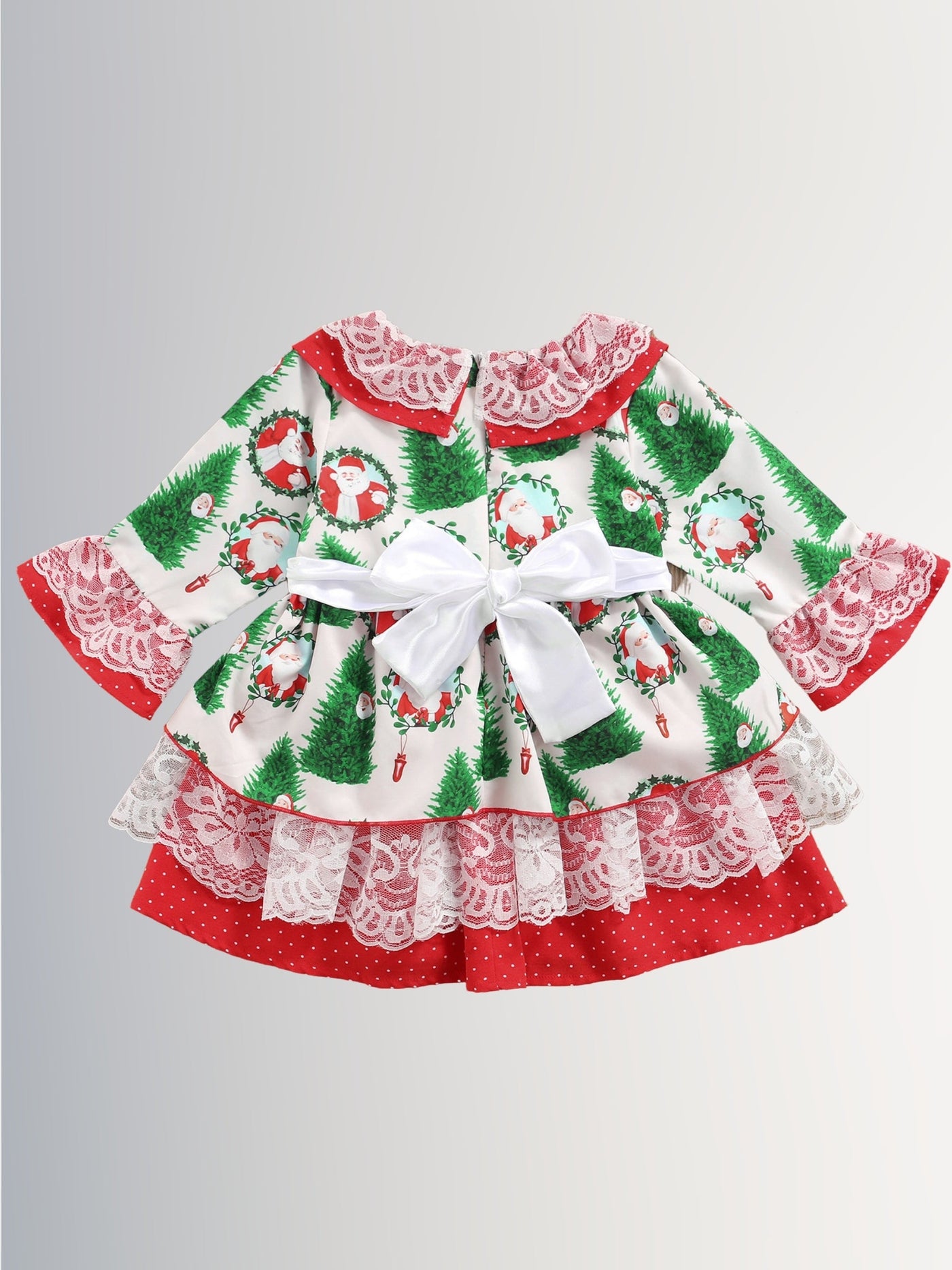 Baby O Christmas Tree Holiday Patterned Dress - Red