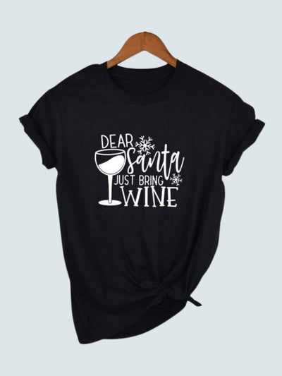 Women's Dear Santa Just Bring Wine Top - Mia Belle Girls