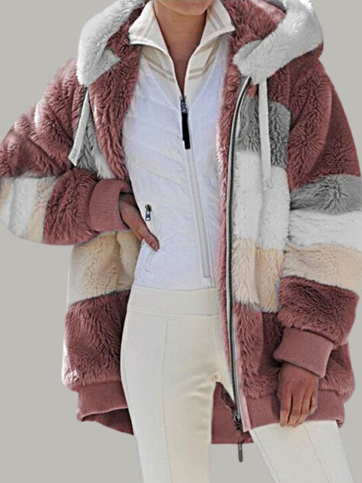 Women's Hooded Plush Faux Fur Jacket