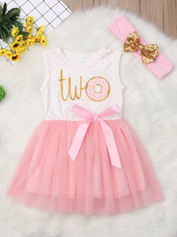 Baby Milestone "Two" Pink Polka Dots Tutu Dress