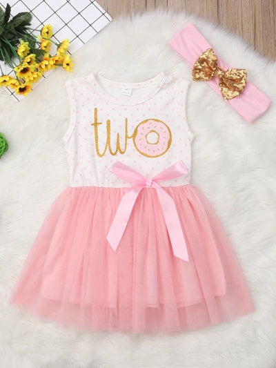 Baby Milestone "Two" Pink Polka Dots Tutu Dress