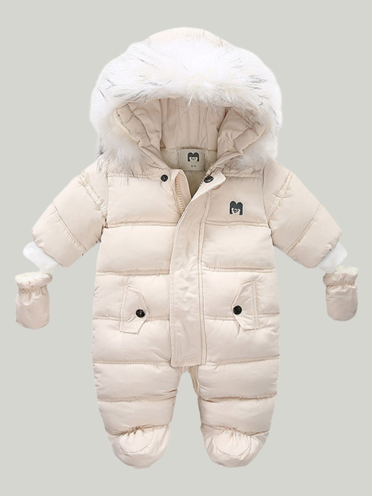 Baby  Faux Fur Lined Hooded Puff Coat Onesie - Mia Belle Girls