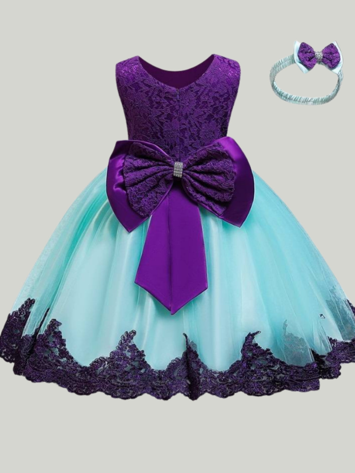 Baby Floral Lace Embroidered Beaded Dress with Bow-burgundy