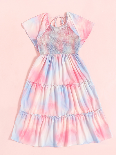 Mommy and Me Matching Pastel Tie Dye Ruffle Dress - Mia Belle Girls