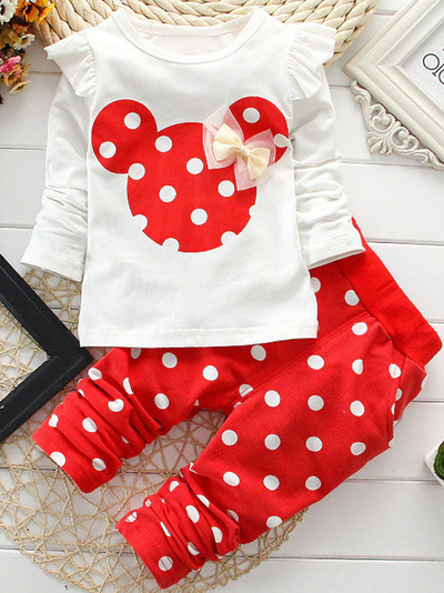 Girls Mini Mouse Inspired Polka Dot Top and Leggings Set - Mia Belle Girls