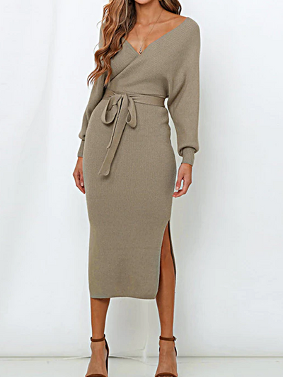 Women's Knitted Wrap Dress - Mia Belle Girls