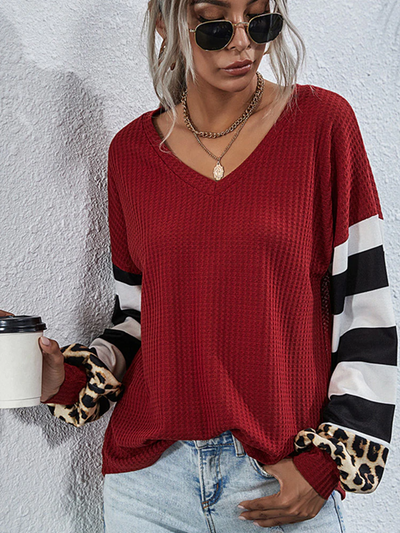 Women's Stripes and Leopard Prints Top - Mia Belle Girls