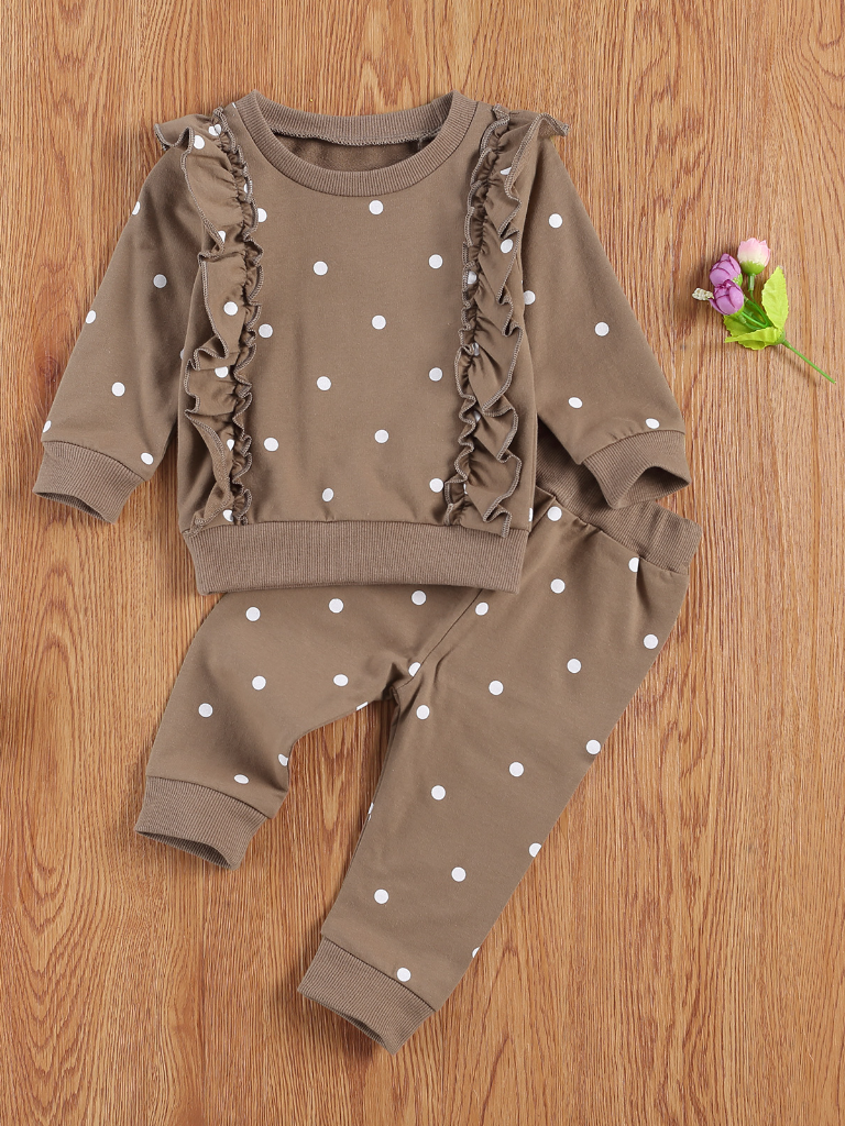Baby Petite Polka Dot Long Sleeve Crew Neck and Legging Set