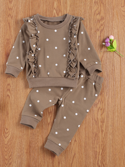 Baby Petite Polka Dot Long Sleeve Crew Neck and Legging Set
