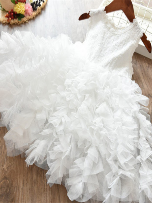Girls Special Occasion Dress | Sleeveless Ruffle Tulle Dress | Boutique