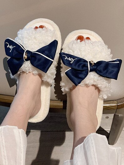 Women's Little Fluffy Bow Slippers By Liv and Mia - Mia Belle Girls