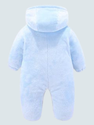 Baby Bear Necessities Hooded Fleece Footie Pajamas - Light Blue