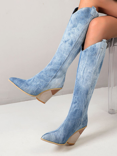 Women's Knee High Wedge Boots By Liv and Mia - Mia Belle Girls