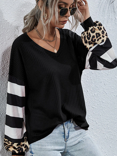 Women's Stripes and Leopard Prints Top - Mia Belle Girls