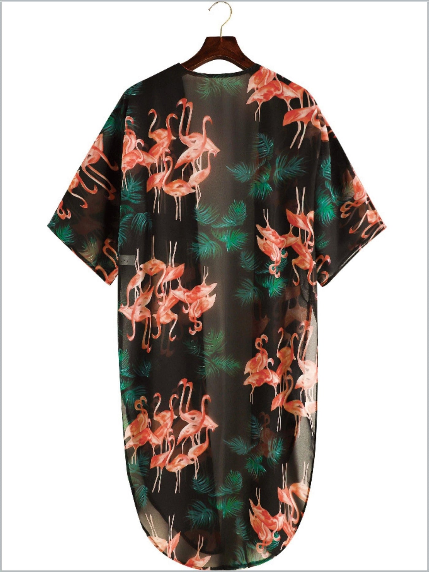 Women's Flamingo Side Slit Kimono Cover Up