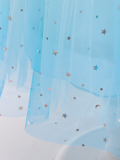 Little Girls Party Dresses | Blue Star Sequin Tulle Dress With Train