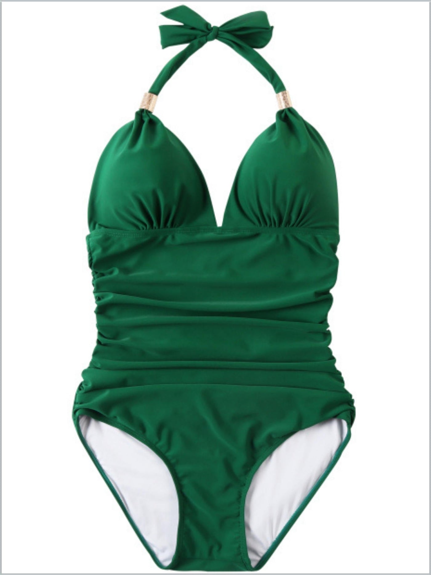 Women's Ruched Halter Top One Piece Swimsuit