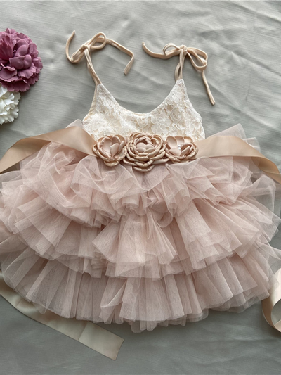 Toddler Spring Dress | Sleeveless Lace Bodice Ruffle Tulle Party Dress