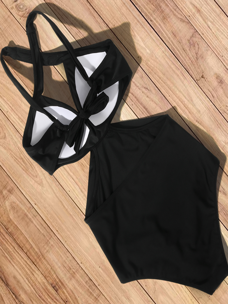 Women's Cut Out Halter Style One Piece Swimsuit - Mia Belle Girls