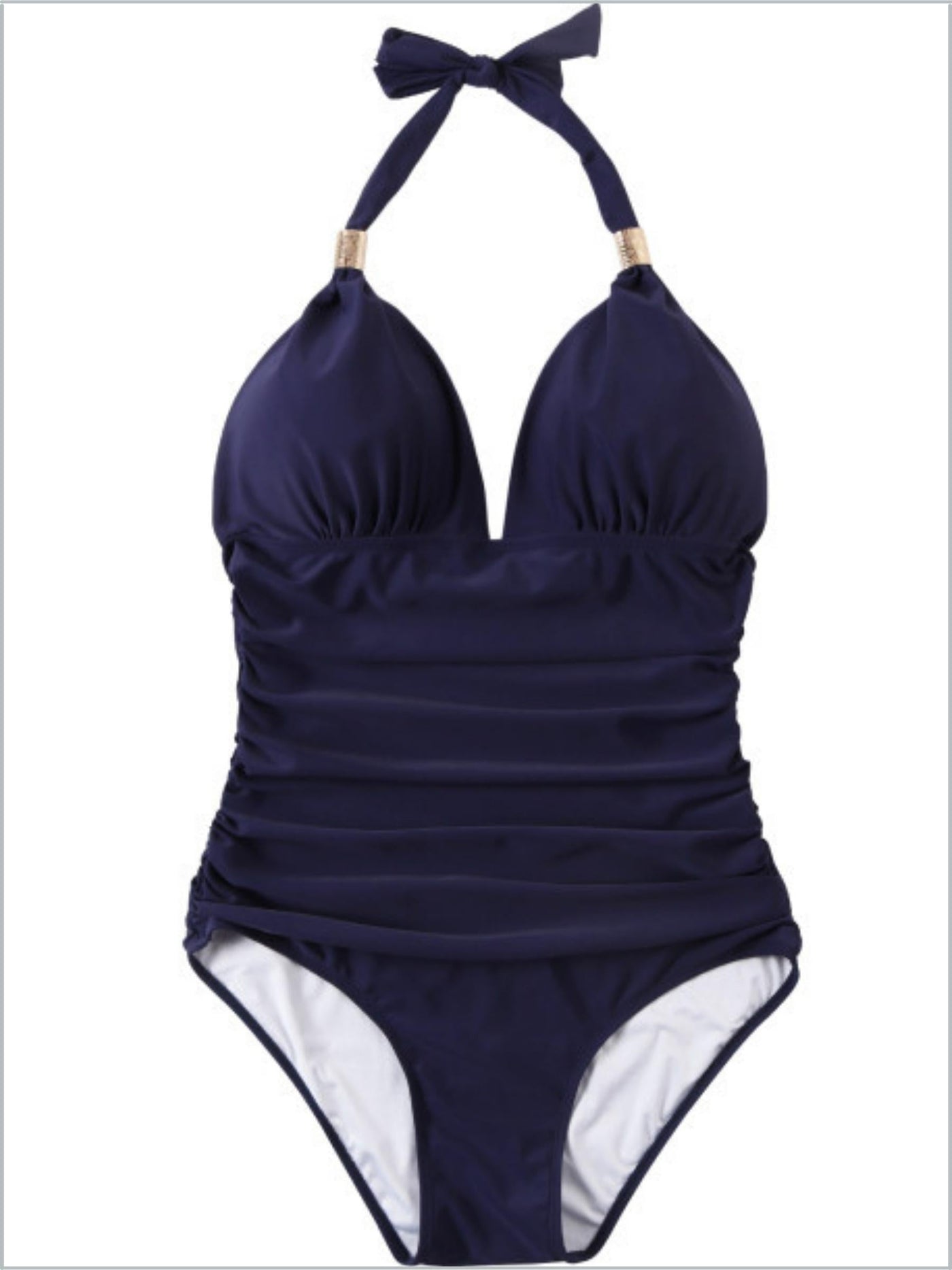 Women's Ruched Halter Top One Piece Swimsuit