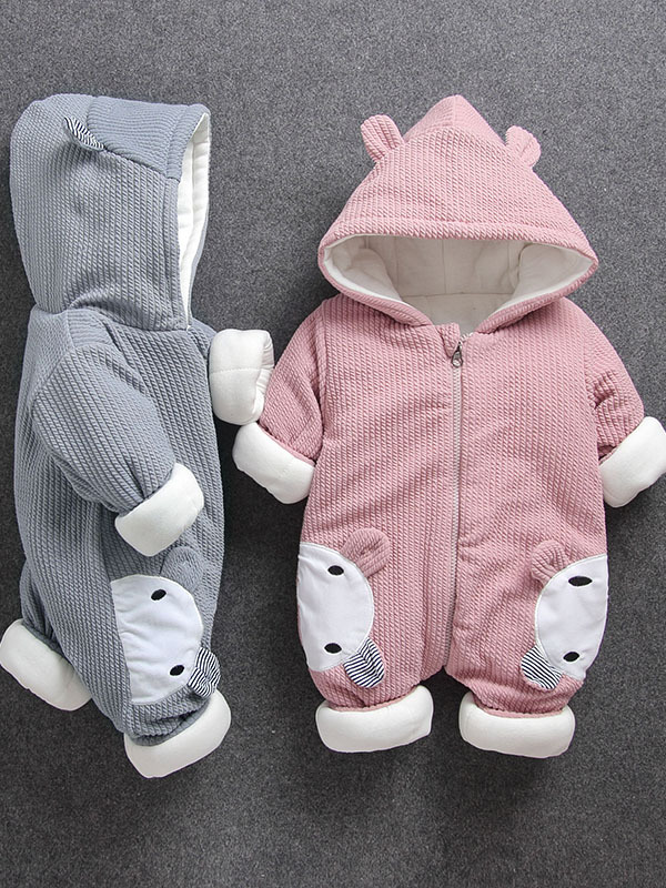 Baby Mighty Mouse Ear Hood Jumpsuit Onesie