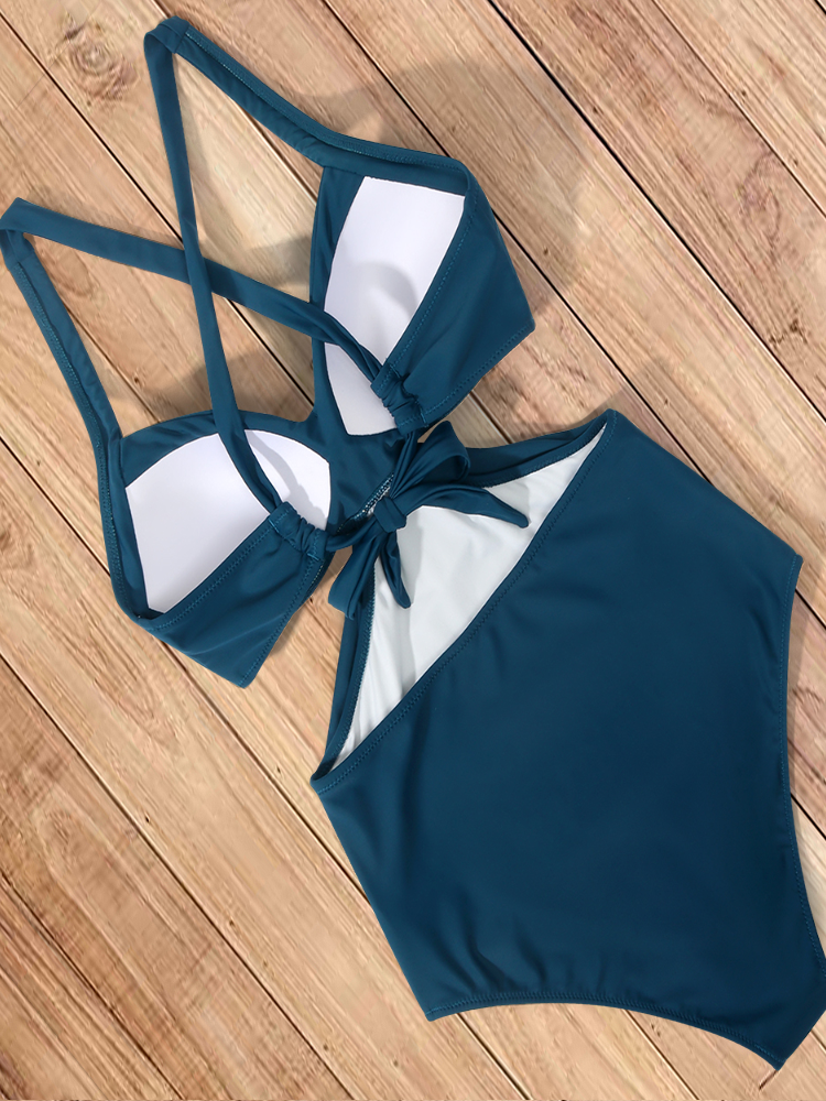 Women's Cut Out Halter Style One Piece Swimsuit - Mia Belle Girls