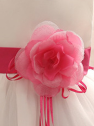 Baby Dress with Flower pedal hem and belt with flower applique pink