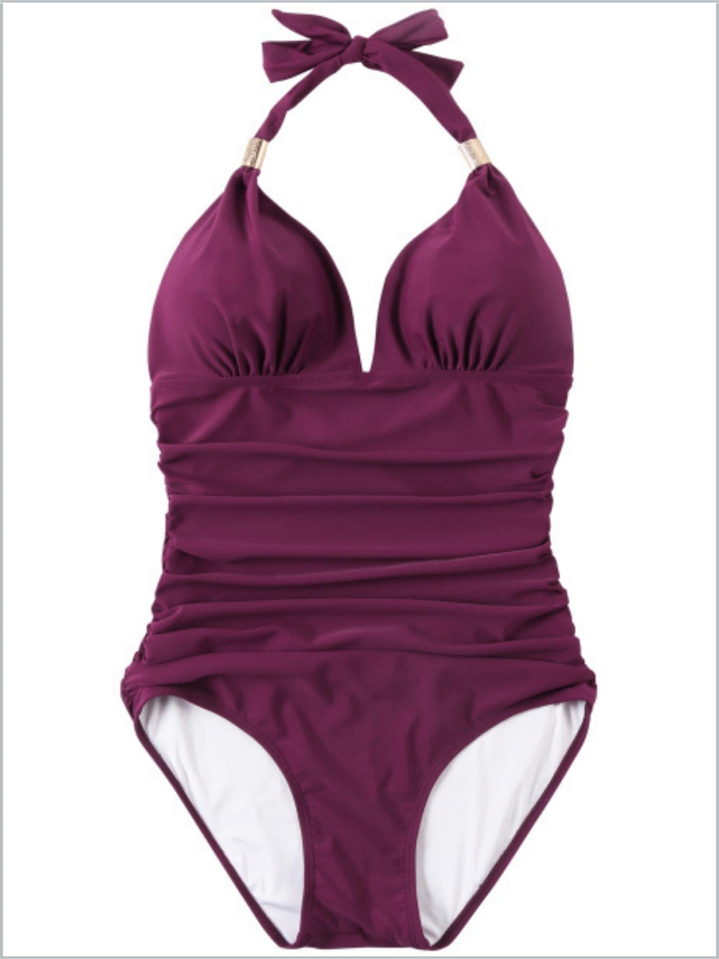 Women's Ruched Halter Top One Piece Swimsuit