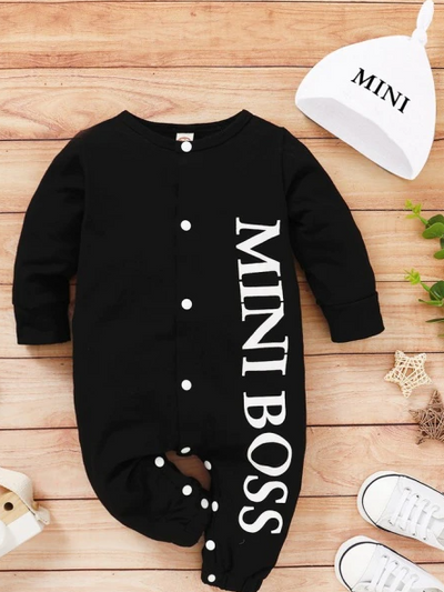 Cute Baby Onesies | Mini Boss Onesie & Beanie Cap - Mia Belle Girls