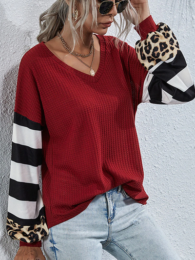 Women's Stripes and Leopard Prints Top - Mia Belle Girls