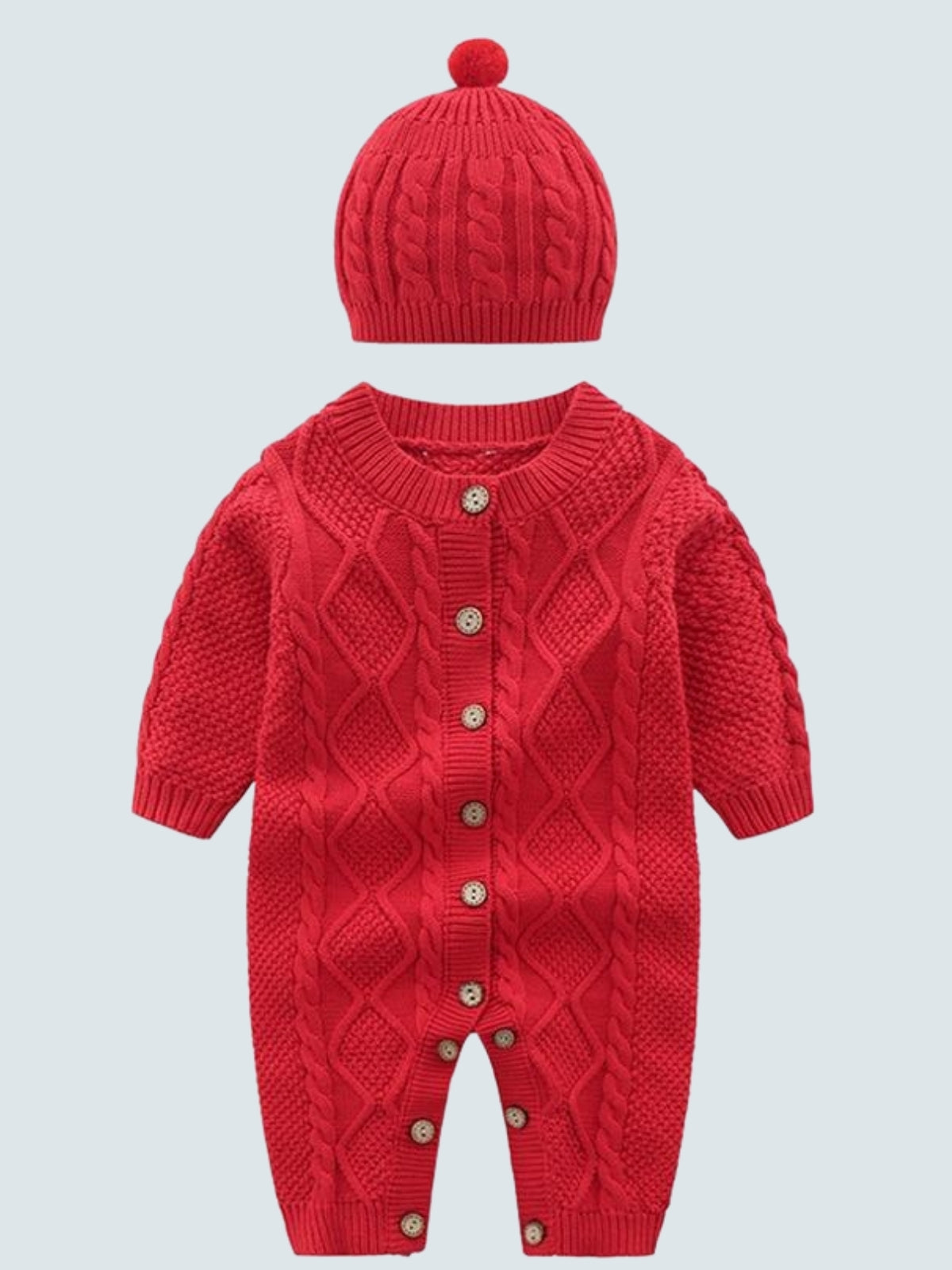 Baby Sweater Knit Onesie with Matching Hat Set - Mia Belle Girls