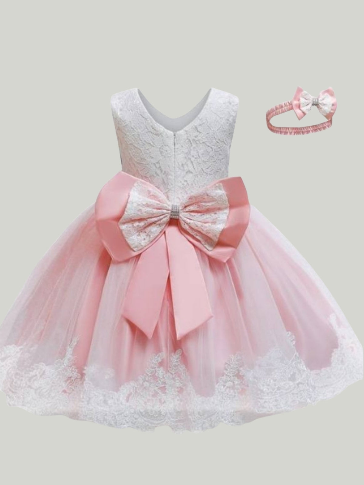 Baby Floral Lace Embroidered Beaded Dress with Bow-burgundy