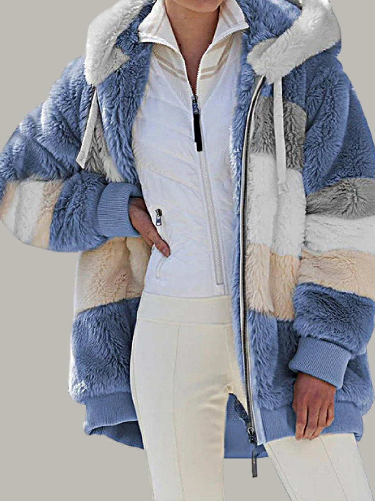 Women's Hooded Plush Faux Fur Jacket
