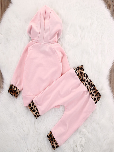 Baby Cute Cub Leopard Print Hooded Sweatshirt and Pants Set
