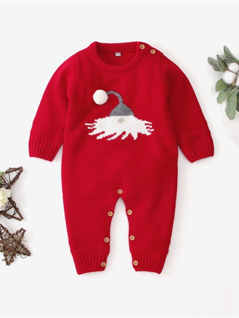 Baby Ho-Ho-Ho Long-Sleeved Knit Onesie - Mia Belle Girls