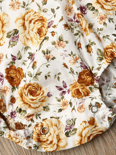 Baby Boho Chic Golden Rose Long Sleeve Onesie With Matching Headband