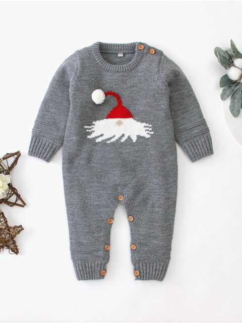 Baby Ho-Ho-Ho Long-Sleeved Knit Onesie - Mia Belle Girls